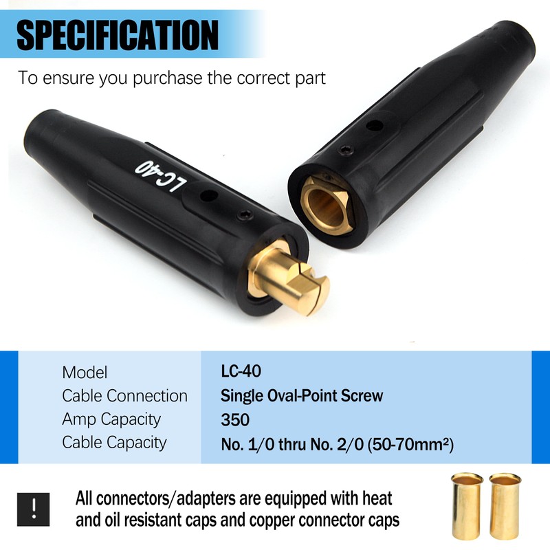 Welding Lead Connectors, 3 Pack LC-40 Welding Cable Connector, Positive
