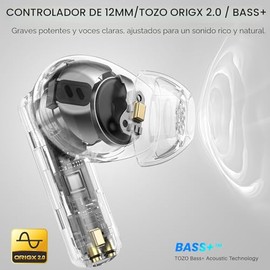 TOZO Auriculares inalámbricos híbridos con cancelación activa de ruido con 6 micrófonos AI Clear Call Ear Buds 68H Playtime con pantalla LED, 32 ecual