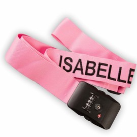 Nametape Express 1 x Luggage Straps Embroidered with name with a TSA-approved combination lock these heavy-duty will straps keep your suitcase safe during transit(Pink, 1)