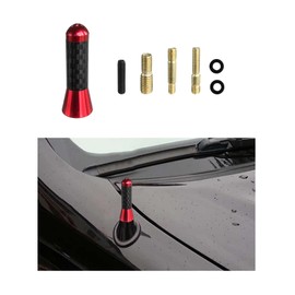 Dickno Car Short Antenna, 1.37'' Aluminum Radio Antenna Mast Replacement, Carbon Fiber Auto AM/FM Radio Reception Antenna with Screws, Vehicle Roof Mini Aerial Antenna for Car SUV (Red)