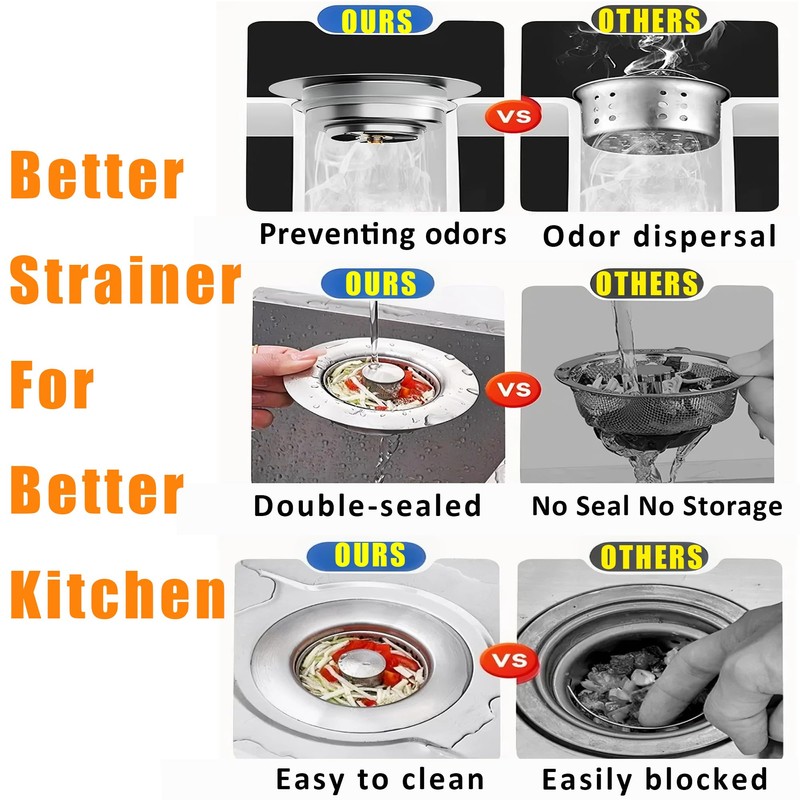 Compatible with OXO Sink Strainer,Upgrade 3 in 1 Stainless Steel