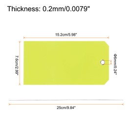 Rebower 500Pcs Plastic Shipping Tags 5.98x2.99 Inch Yellow Waterproof Labeling Tags with Wire for Luggage Garage Equipment Inventory Car Parts Name Price