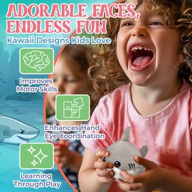 Forest & Twelfth 3" Tumble Tykes Stuffed Animals - Cute Kawaii Plushies for Ages 0 Mini Stuffed Animals with Embroidered Face, Lands Upright When Tossed - Soft Cute Toys (Shark)