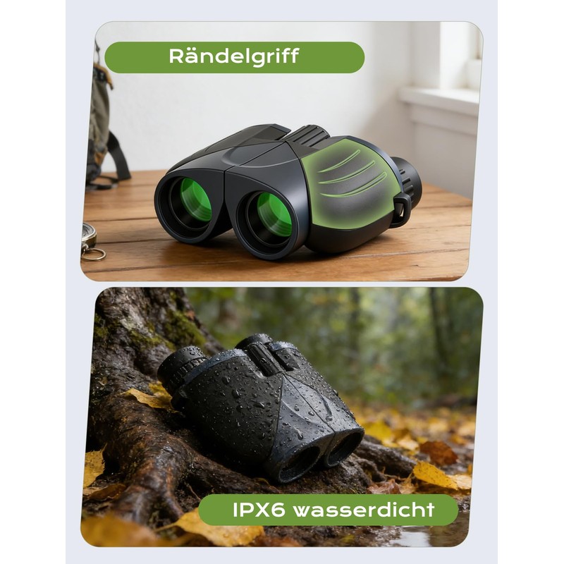 LIORQUE Binoculars 10 x 25 cm Children Adults Foldable Lightweight