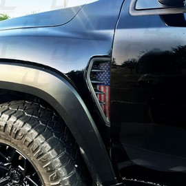 Decal Concepts American Flag Fender Vent Emblem Accent Decal Kit - Compatible with Dodge RAM TRX (2021-2025) (Flag Style (Red-White-Blue Distressed))