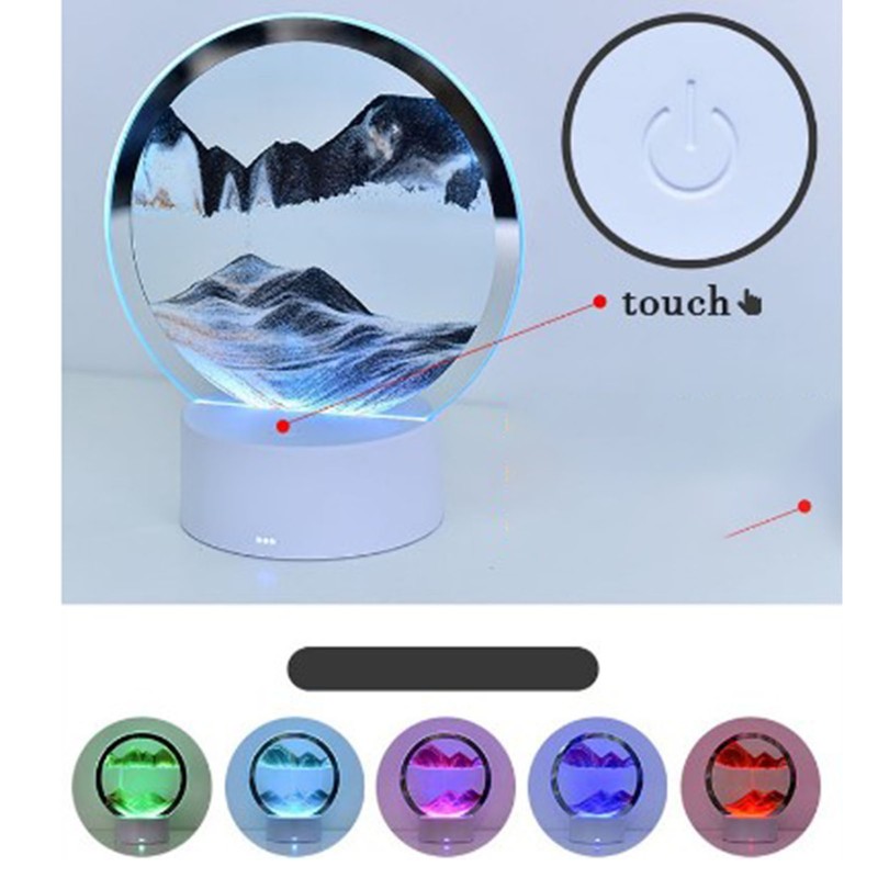 Sand Painting Table Lamp 7 Color 3D Hourglass Table Lamp