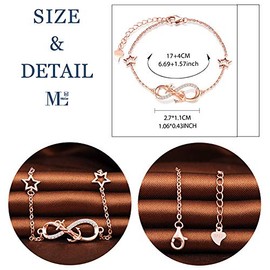 MicLee Women's Simple Bracelet Zirconia 925 Sterling Silver Allergen-Free Anchor Infinity Sign Two Stars Bangle Bracelet with Gift Bag Super Gift for Mother Girlfriend, Silver Silver Zirconia, Cubic Zirconia