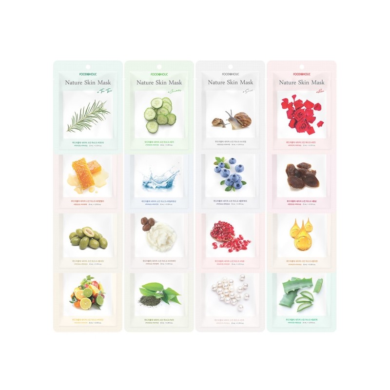 (10 sheets) Foodaholic Nature Skin Mask Pack 16 types to