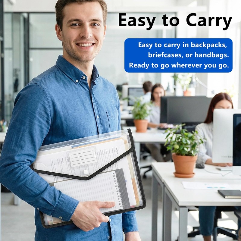 Binditek 5 Pack Plastic Expanding Folders, Expandable Document Folder with