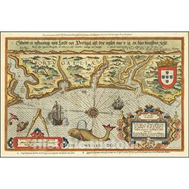 Historic Map : Die Zee Caerte Van Portugal, tusschen Camino en Montego, alsoe dat landt All daer in Syin ghedaente, 1583, Vintage Wall Art : 36in x 24in