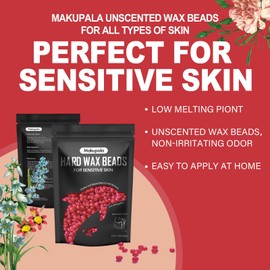 1lb Hard Wax Beads for Sensitive Skin Coarse Hair Removal, No Rosin Wax Beads for Brazilian Waxing, Full Body, Bikini, Underarms, Back, Legs, Face, Back, Unscented Wax Beans for Women Men Home