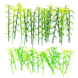 Cayway Model Bamboo Trees, 2 Size Green Plastic Bamboo Trees for Home Decoration, Miniature Landscape, Landform Diorama Project (2.4 inch - 3.1 inch)