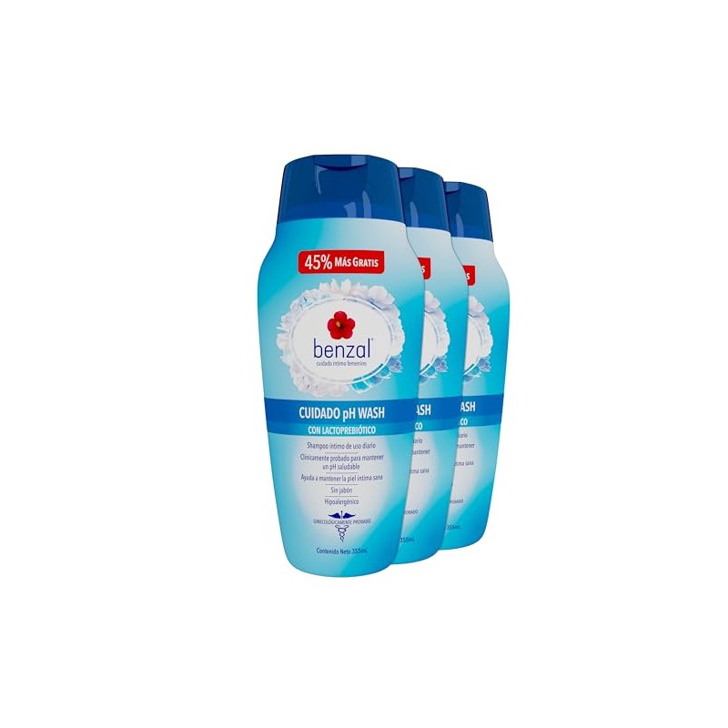 Benzal Wash Cuidado PH Wash, Jabon Intimo Femenino, Paquete de