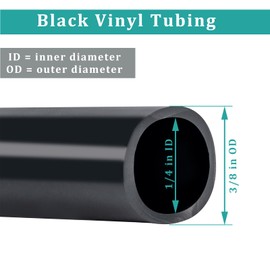 ZY-hosetube 1/4" id - 10ft Black Vinyl Tubing Flexible PVC Tube Hybrid Hose Transfer Water Fuel Gas for Pond Fountain Garden Waterfall, Durable and Safe, with 2 Hose Clamps