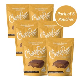 ChocoRite Milk Chocolate Covered Caramels | No Added Sugar | Gluten Free, Soy Free, Non-GMO | No Sugar Alcohols | Pack of 6 Pouches