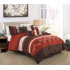 Chezmoi Collection Arden 7-Piece Modern Pleated Stripe Embroidered Zigzag Bedding