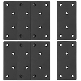 Bonsicoky 8Pcs Flat Straight Brace Brackets Stainless Steel, Black Fixing Mending Joining Plates Shelf Support Repair Plate for Furniture, Shelves, Cabinet with Screws (3.9 x 2 / 100 x 50mm)