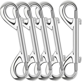 CTAILSOD 5 PCS Double Ended Snaps - 4.7 inch Zinc Alloy Trigger Metal Clips Extra Large Silver Double Ended Snap Hooks for Pet Dog Leash, Water Bucket Hook, Home, Farm, Indoors and Outdoors