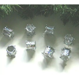 Unbranded Mini Drum Christmas Ornaments SILVER for Wire Feather or Miniature Tree, 1"