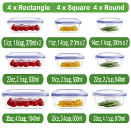 HOMBERKING 12 Sets Glass Food Storage Containers with Lids, Glass Meal Prep Containers, Airtight Glass Bento Boxes, BPA Free & Leak Proof, Pantry Kitchen Storage(12 lids & 12 Containers) - Purple