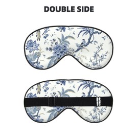 Sleep Eye Mask Vintage Blue Floral Sleep Mask for Women Men Comfortable Eye Mask with Adjustable Strap Soft Eye Cover Blindfold for Travel Yoga Nap Shift Work