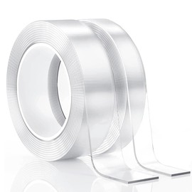 JXYT 2 Rolls Double Sided Tape Heavy Duty, Nano Tape, Double Sided Mounting Tape, Clear Two Sided Wall Tape Strips, Removable Poster Tape for Home, Office, Car, Outdoor Use - 32.8 Feet