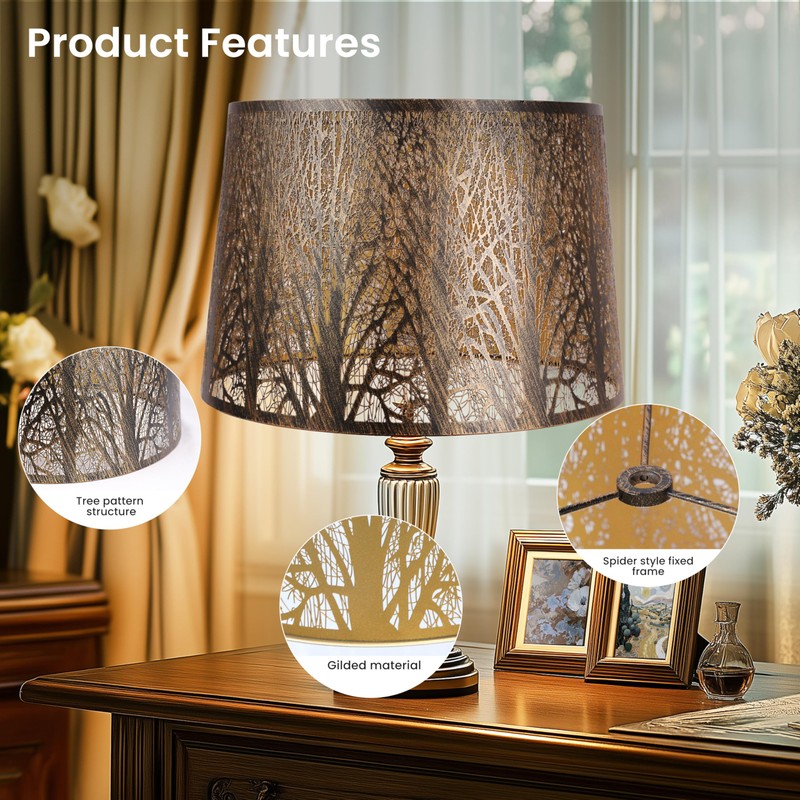 Large Metal Lampshade Forest Pattern Etching Lamp Shade 12'' Top
