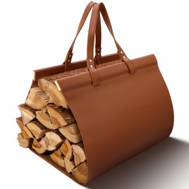 Barydat PU Leather Firewood Carrier Bag Log Carrier for Firewood 39 x 17 Inch Heavy Duty Holder Fireplace Wood Holder with Handles Wood Stove Accessories for Fire Pit Outdoor Camping, BBQ