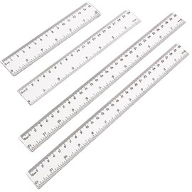 4PCS Clear Plastic Ruler Transparent Shatterproof Kitchen Measuring Tool Heat Resistant Straight Ruler Inches and Cm for Kids Student School Office Supplies