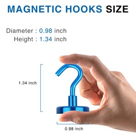 LOVIMAG 6 Pack 85LB Magnetic Hooks, Strong Cabin Ship Essentials Hook Heavy Duty Refrigerator Fridge Magnets Hanging for Classroom Beach Vacation Kitchen Grills Home Blue