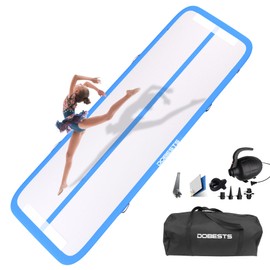 DOBESTS Gymnastics Mat Tumble Track, Inflatable Air Tumbling Track for Kids 6.6ft/10ft/13ft/16ft/20ft, Training with Electric Air Pump for Home/Gym Use