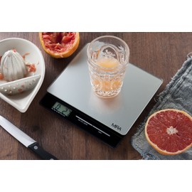 MIRA Digital Easy to Use Kitchen Food Scale | Portable Lightweight Slim Food Scale Measures Grams, Pounds & Ounces Glass Platform Multifunction Scale | Tare Function | 11 lb Capacity