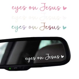 3PCS Eyes On Jesus Decal Christian Religious Gifts for Women Car Reflective Rearview Mirror Stickers, Car Decor Rear View Accessories, Self Affirmations Self-Adhesive Stickers(Three Colors)