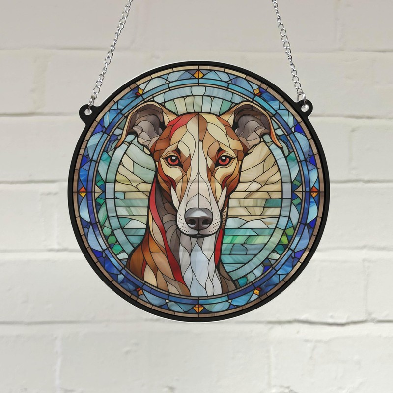 Image Industry Greyhound Stained Glass Effect Suncatcher - Garden Gift