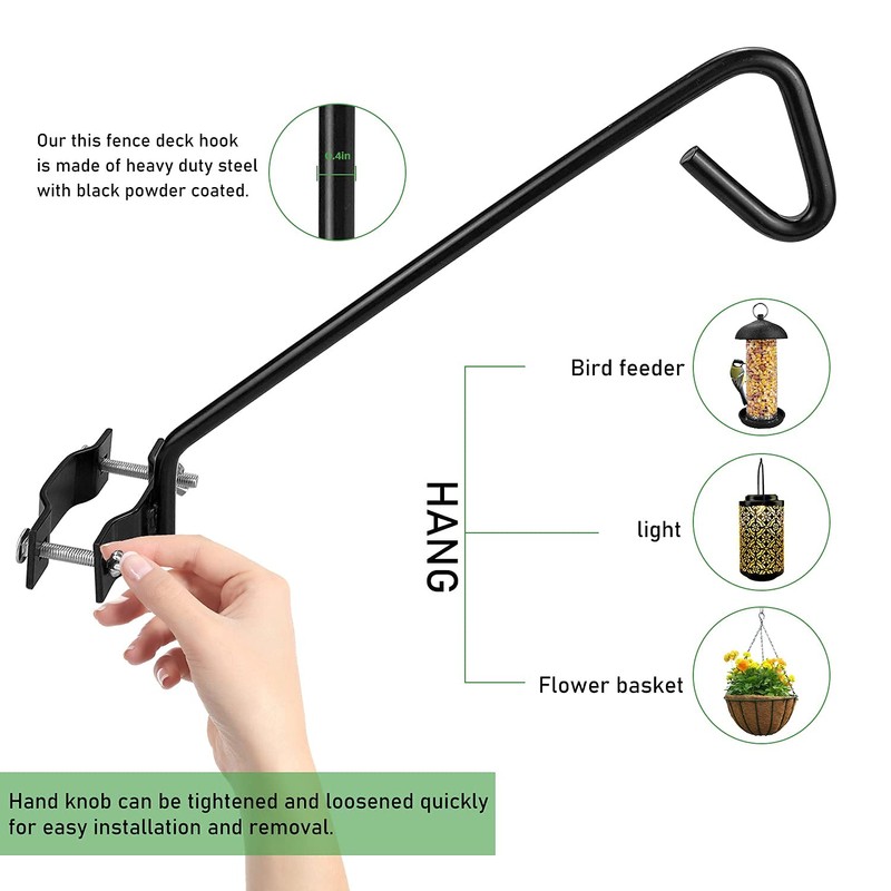 2 Packs 11 Inch Fence Deck Hook Rail Hanging Mounting