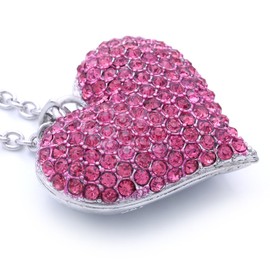 SoulBreezeCollection Heart Valentine's Day Pendant Necklace Charm Rhinestones Ladies Women Fashion Jewelry (Hot Pink)
