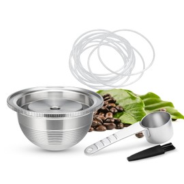 HAILASRE Stainless Steel Reusable Coffee Pods for Nespresso Vertuoline GCA1 and ENV135 Refillable Coffee Capsule Filter Espresso Size 150ml/5oz (1 capsule with 15 Silicone Rings)