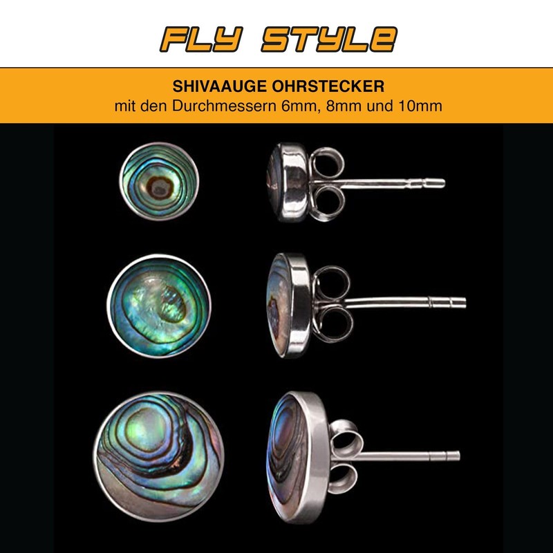 Fly Style Stud Earrings 925 Silver – Abalone Shell Stud