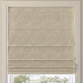 Sun Zero Tompkins Tonal Geometric Total Blackout Cordless Roman Shade, 27" x 64", Beige