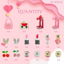 Gehaiwo 64PCS Nail Charms for Acrylic Nails,Lipstick,High Heels,Cherries,Handbags,Alloy Y2K Nail Art Rhinestone for Nail Art Supplies DIY Nail Craft