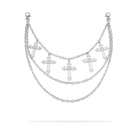 Cosmeria Punk Trouser Chain for Women, Multilayer Chains with Butterfly Cross Sword Star Pendants, Gothic Accessories in Vintage Metal Look, 20 Inches Long, silver