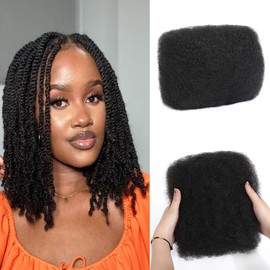 Scanbos Cabello Humano Afro Kinkys A Granel, 35,5 Cm, 50 G, Negro Natural, 100% Cabello Humano Real 4C, Rizado Y Rizado, Para Minitorsiones, Trenzas, Microrastas, Reparación De Rastas Y Extensiones D