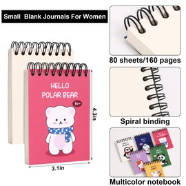 Dreamdove Blank Page Journal 8pcs Small Blank Journal Unlined Mini Spiral Note Pads Mini Top Spiral Notebook 3.1" X 4.3" Small Notebook Unlined Pocket Notebook Blank Pages Spiral Notepads 160 Pages Unlined Notebook Little Memo Steno Note
