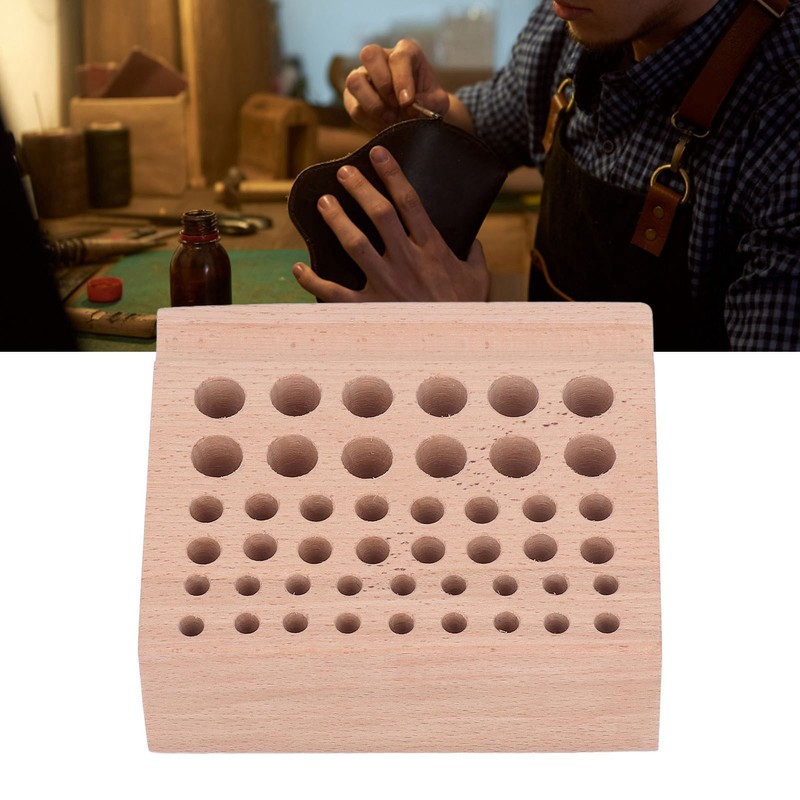 Leather Tool Holder 46 Holes Beech Wood Professional Leather Tool