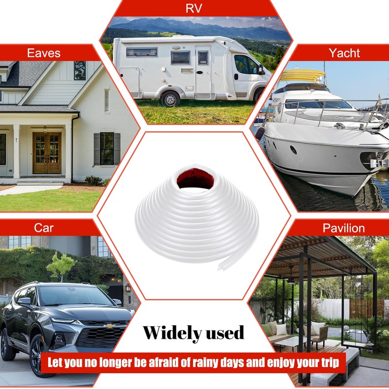16FT RV Rain Gutter & Drip Rail - Flexible TPE