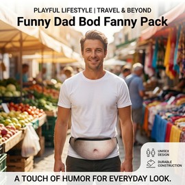 Funny Dad Bod Fanny Pack for Men & Women – Lightweight PU Waist Bag for Travel, Festivals and Everyday Use