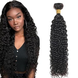 Tuheerst Water Wave Human Hair Bundles Menschliches Haar Human Hair Extensions Echthaar Tressen 1 Bündel Sew in Bundle Natural Black Double Weft Remy Hair 16 Zoll