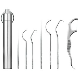 Guyode 7 Stück Zahnstocher für Unterwegs mit 1 Aufbewahrungseimer Zahnstocher Behälter Klein Zahnstocherspender Verschleißfest Zahnstocherbox Wasserdicht für Outdoor-Reisen Picknick Camping