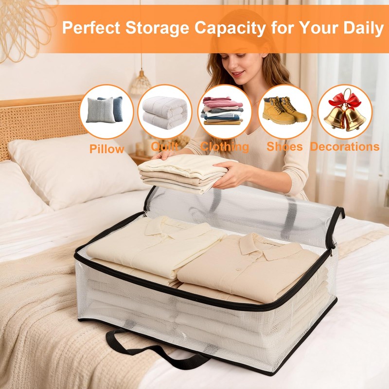 Fasmov 4 Pack Oversized Clear Storage Bag with Handles and