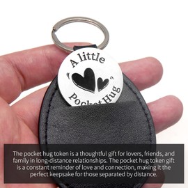 Maomtmy Pocket Hug Token Long Distance Relationship Keepsake Inspirational Words Gift with Leather Token Holder Keychain (Sobriety)